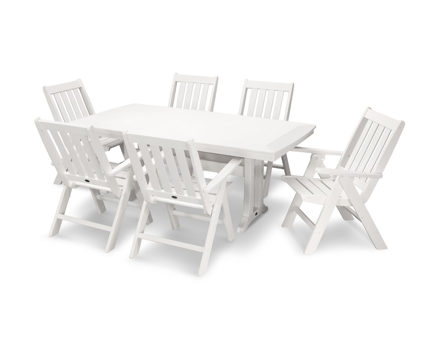 Vineyard Folding Chair 7-Piece Dining Set with Trestle Legs