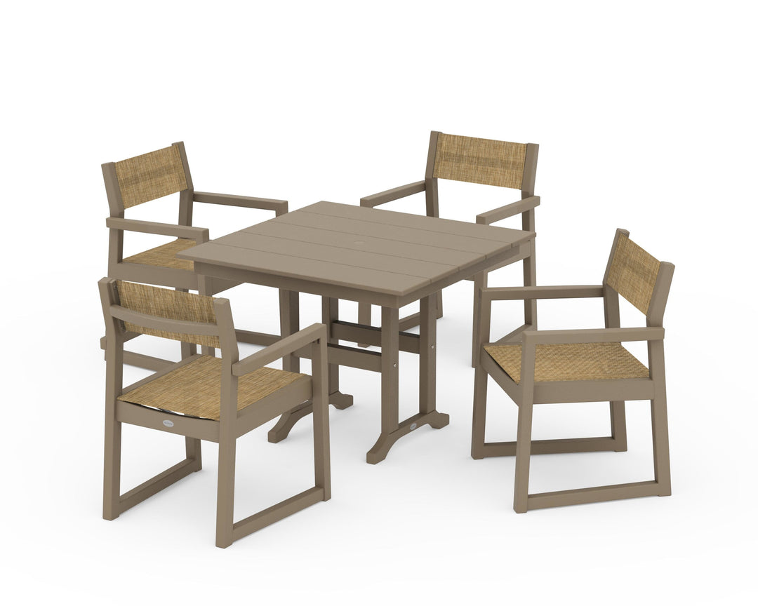 POLYWOOD® EDGE Sling Arm Chair 5-Piece Farmhouse Dining Set