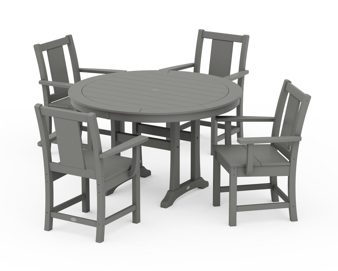 POLYWOOD® Prairie 5-Piece Round Dining Set with Trestle Legs