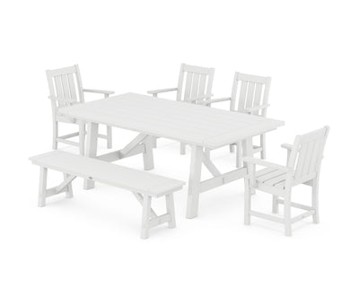 Oxford 6-Piece Rustic Farmhouse Dining Set with Bench