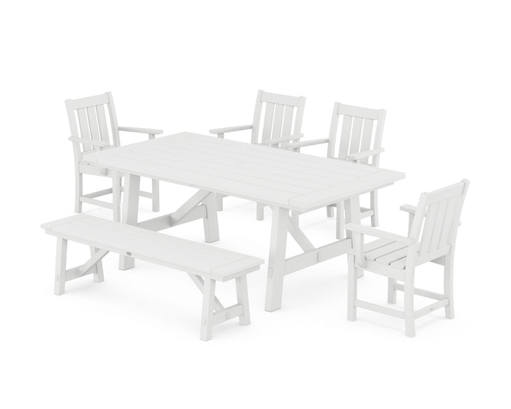 POLYWOOD® Oxford 6-Piece Rustic Farmhouse Dining Set with Bench