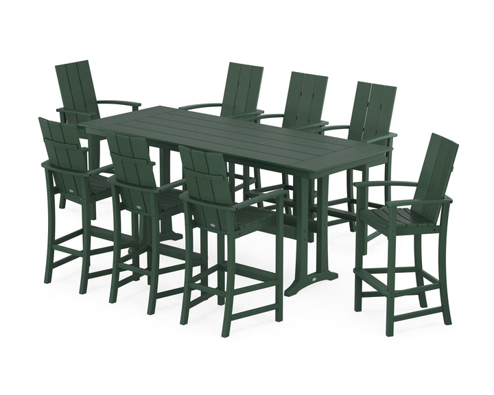 POLYWOOD® Modern Adirondack 9-Piece Farmhouse Bar Set with Trestle Legs