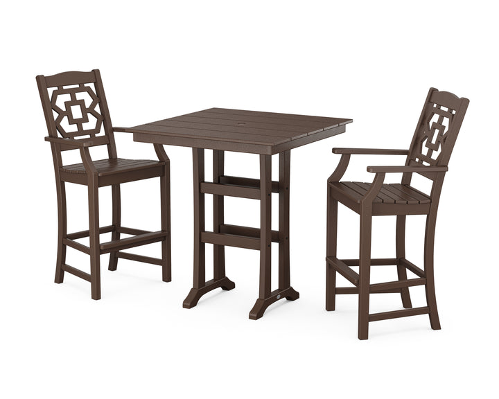 Martha Stewart by POLYWOOD® Chinoiserie 3-Piece Farmhouse Bar Set with Trestle Legs