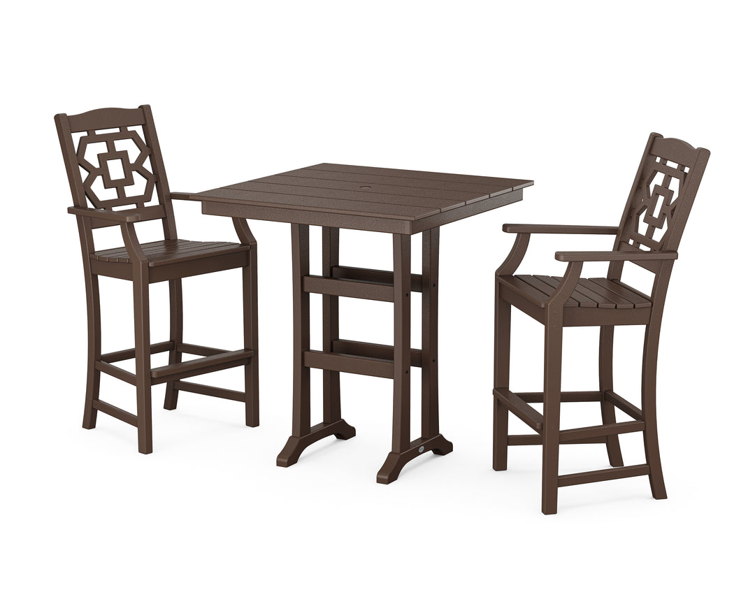 Martha Stewart by POLYWOOD® Chinoiserie 3-Piece Farmhouse Bar Set with Trestle Legs