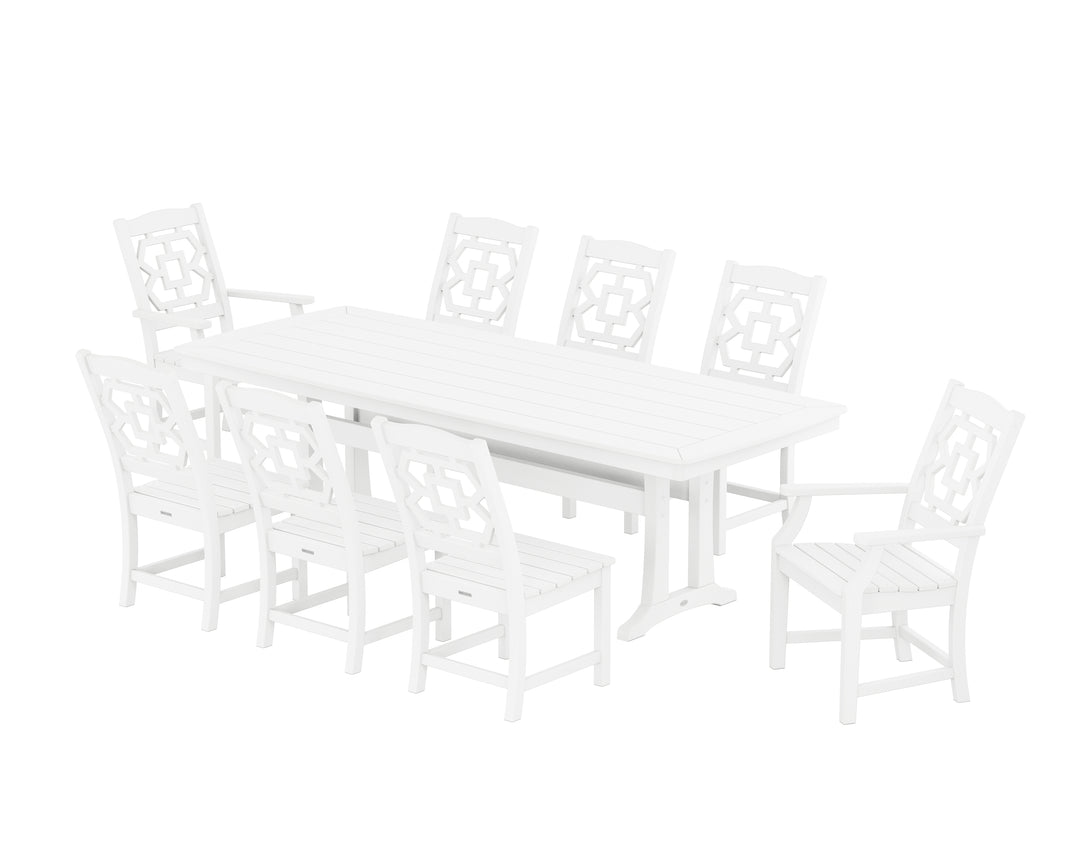 Martha Stewart by POLYWOOD® Chinoiserie 9-Piece Dining Set with Trestle Legs