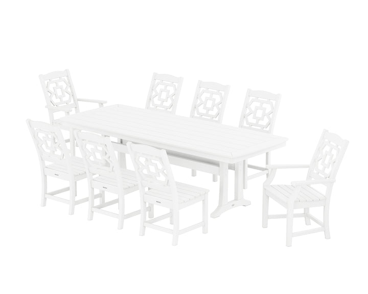 Martha Stewart by POLYWOOD® Chinoiserie 9-Piece Dining Set with Trestle Legs