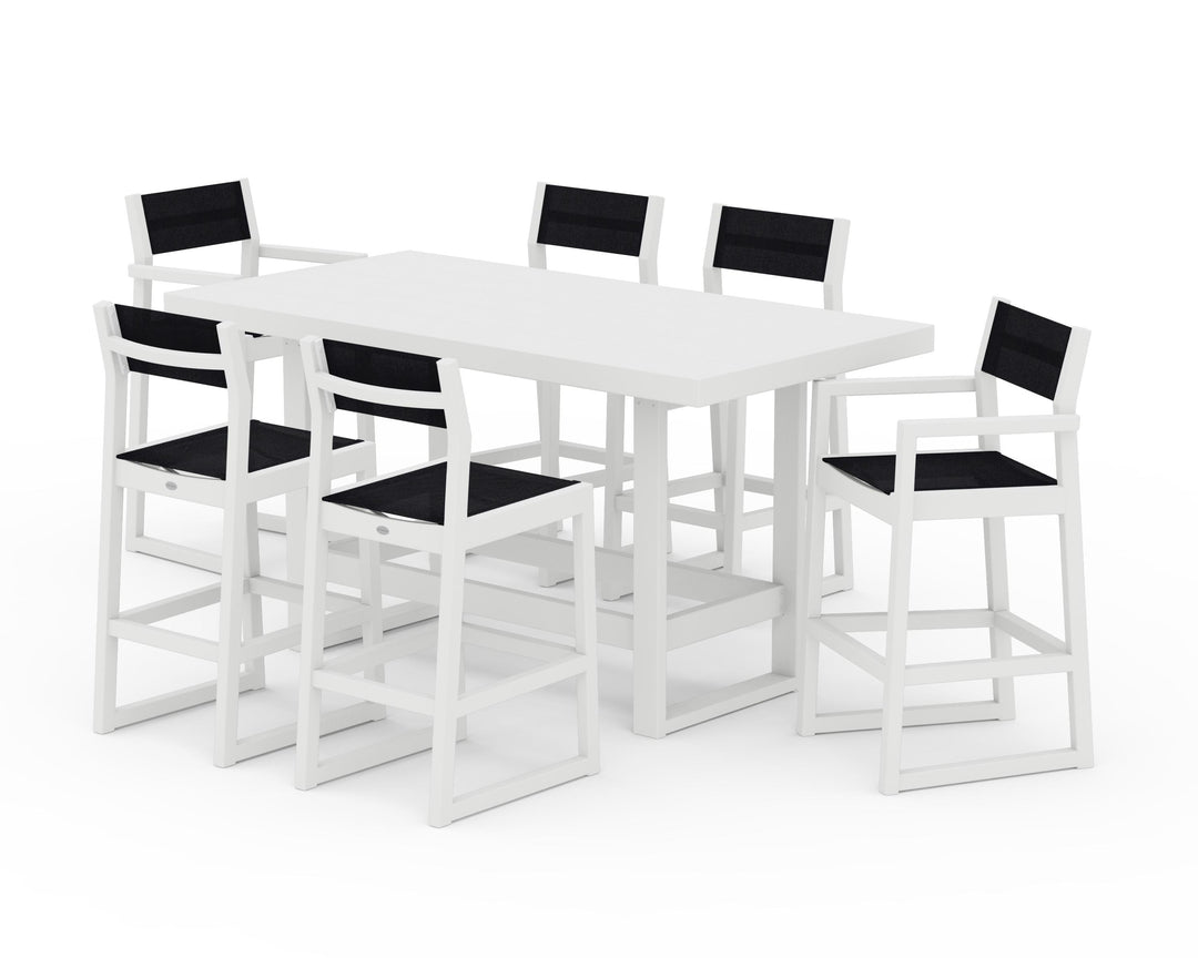 POLYWOOD® EDGE Sling 7-Piece Bar Table Set