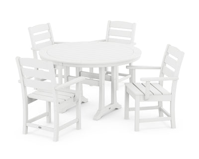 Lakeside 5-Piece Round Dining Set with Trestle Legs