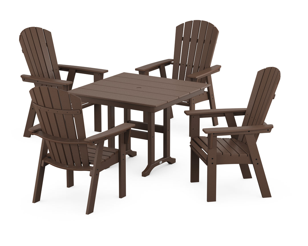 POLYWOOD® Nautical Curveback Adirondack 5-Piece Farmhouse Dining Set