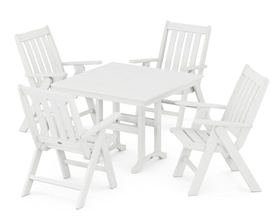 Vineyard Folding Chair 5-Piece Farmhouse Dining Set