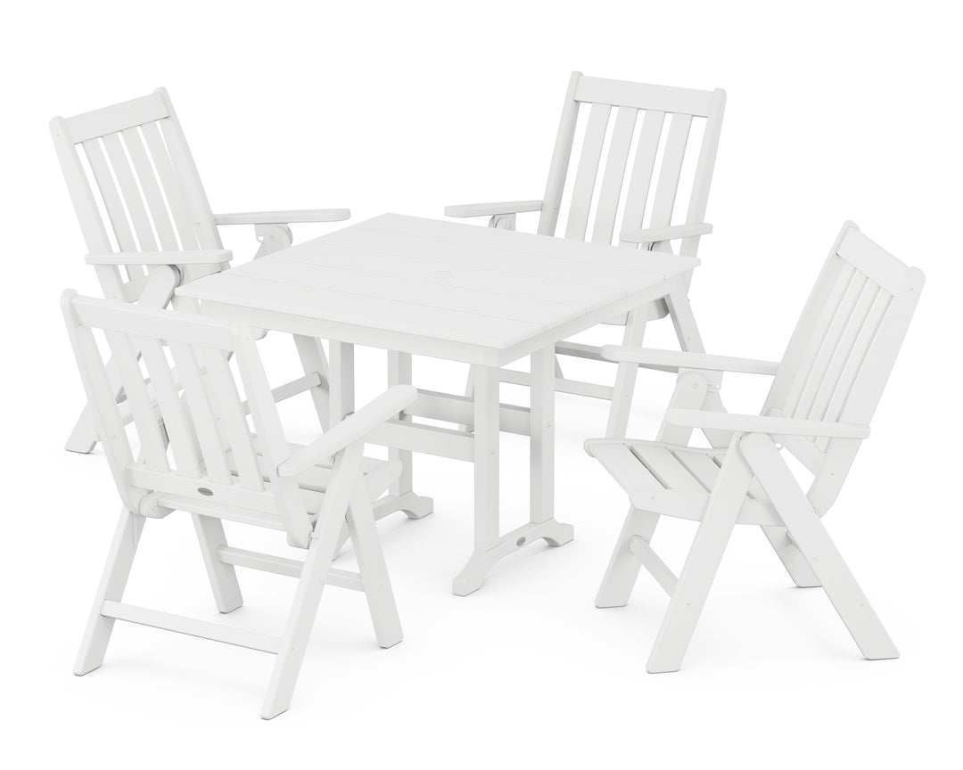 POLYWOOD® Vineyard Folding Chair 5-Piece Farmhouse Dining Set