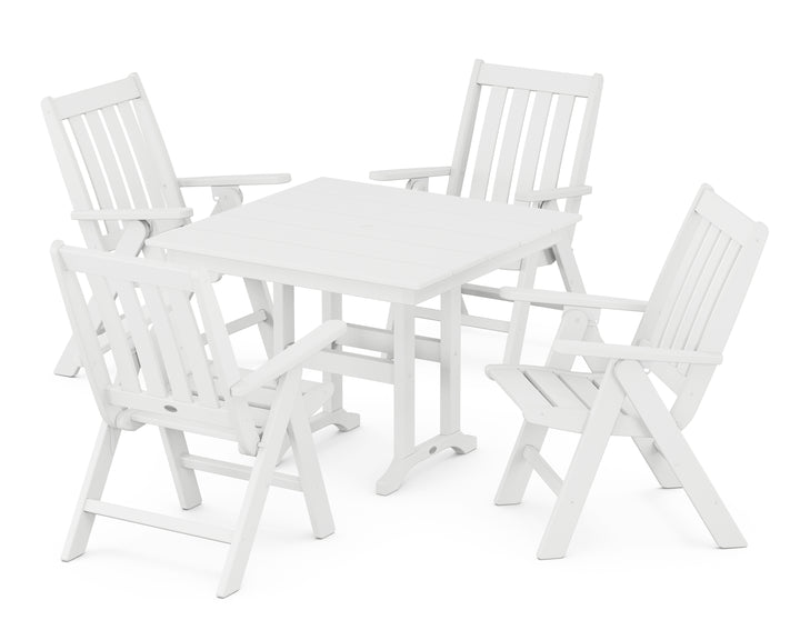 POLYWOOD® Vineyard Folding Chair 5-Piece Farmhouse Dining Set