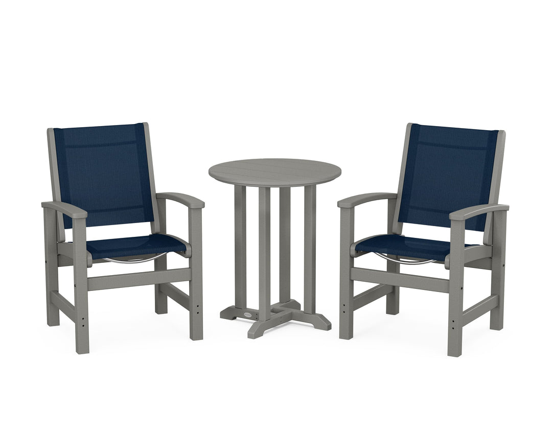 POLYWOOD® Coastal 3-Piece Round Bistro Dining Set