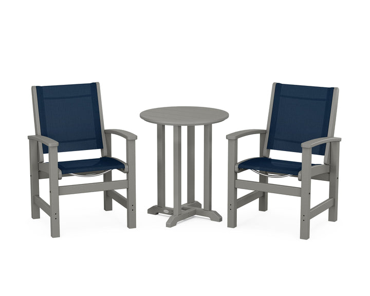 POLYWOOD® Coastal 3-Piece Round Bistro Dining Set
