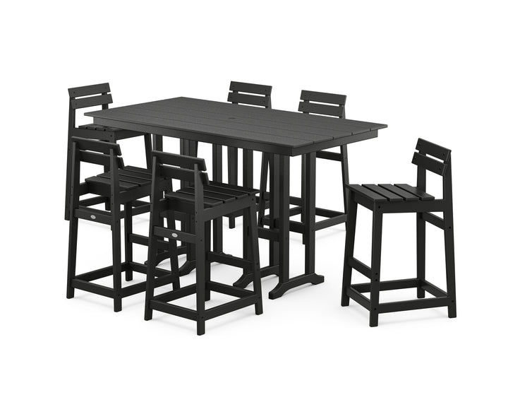 POLYWOOD® Modern Studio Plaza Lowback Bar Chair 7-Piece Set