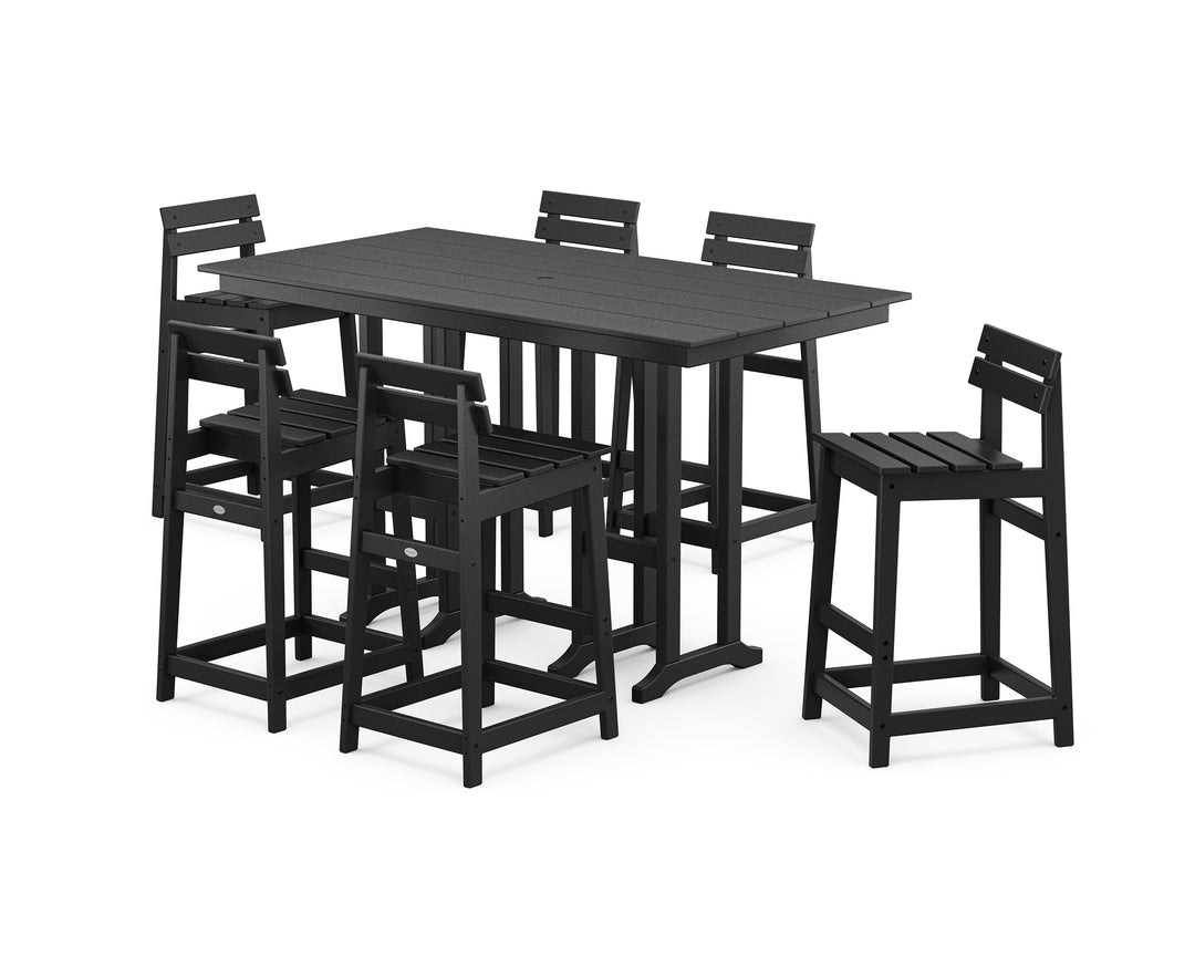 POLYWOOD® Modern Studio Plaza Lowback Bar Chair 7-Piece Set
