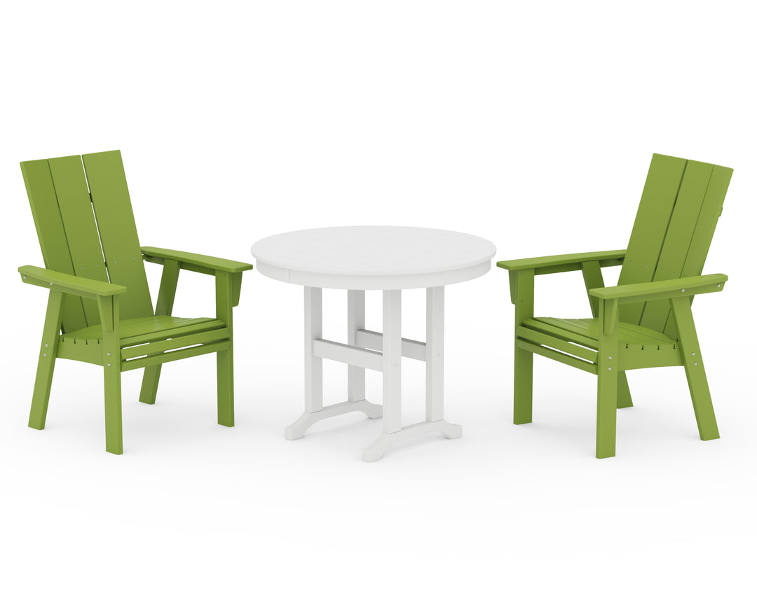 POLYWOOD® Modern Adirondack 3-Piece Round Dining Set