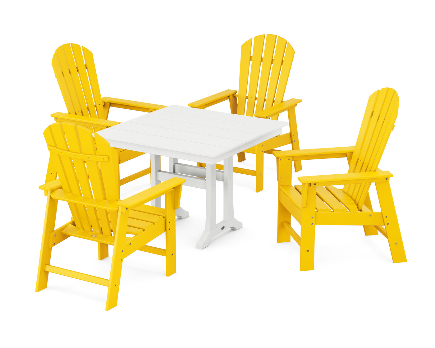 South Beach 5-Piece Farmhouse Dining Set With Trestle Legs