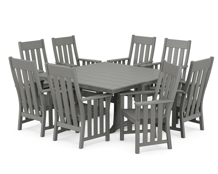 Martha Stewart by POLYWOOD® Acadia 9-Piece Square Farmhouse Dining Set with Trestle Legs