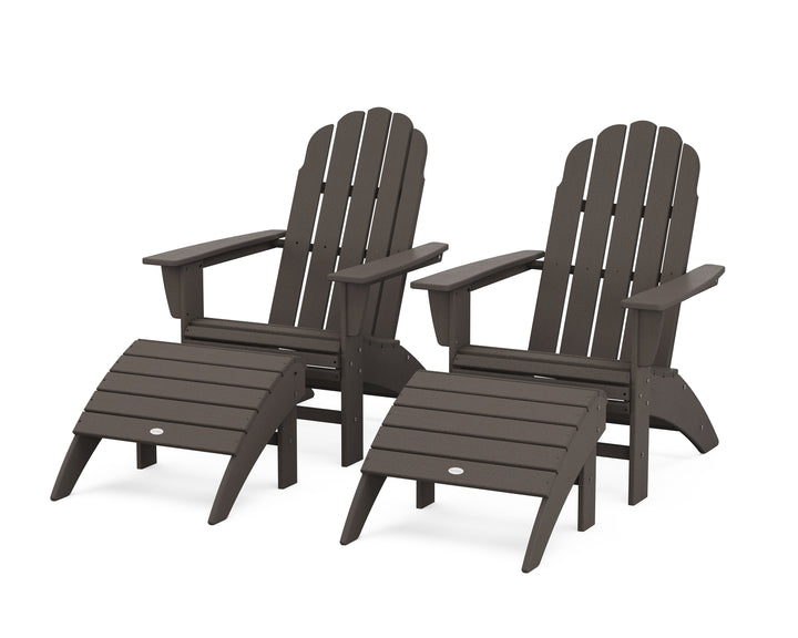 POLYWOOD® Vineyard Curveback Adirondack Chair 4-Piece Set with Ottomans