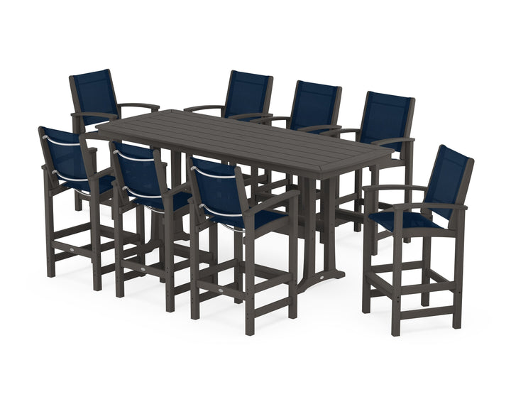 POLYWOOD® Coastal 9-Piece Bar Set with Trestle Legs