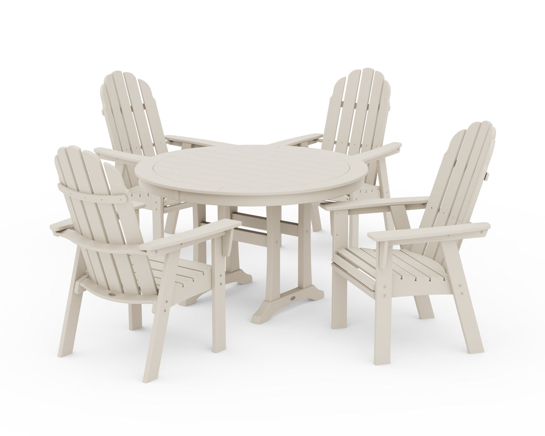 POLYWOOD® Vineyard Curveback Adirondack 5-Piece Nautical Trestle Dining Set