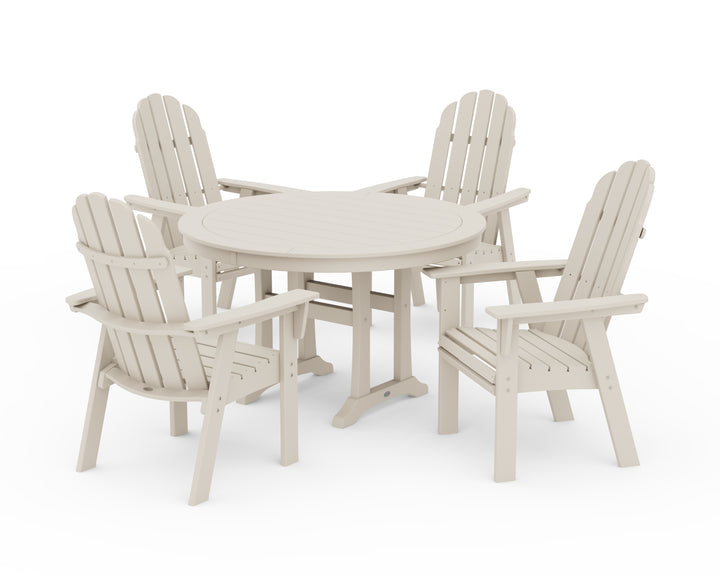 POLYWOOD® Vineyard Curveback Adirondack 5-Piece Nautical Trestle Dining Set