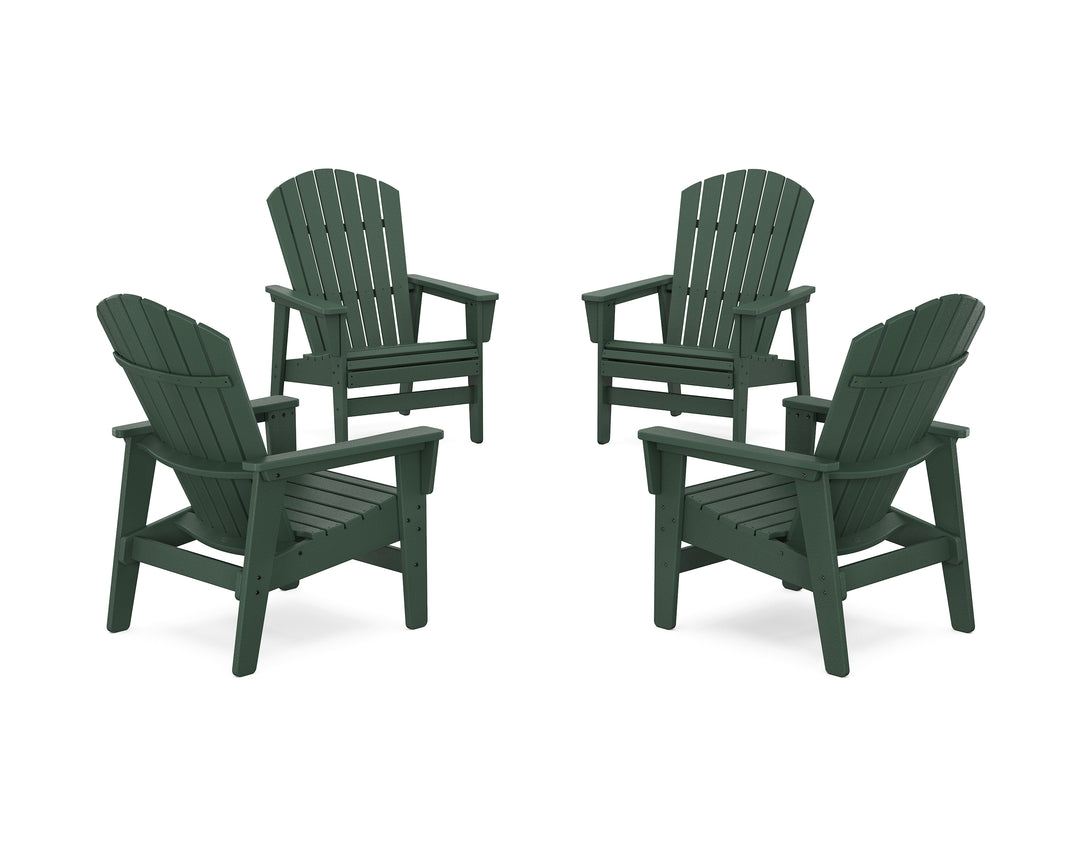 POLYWOOD® 4-Piece Nautical Grand Upright Adirondack Chair Conversation Set