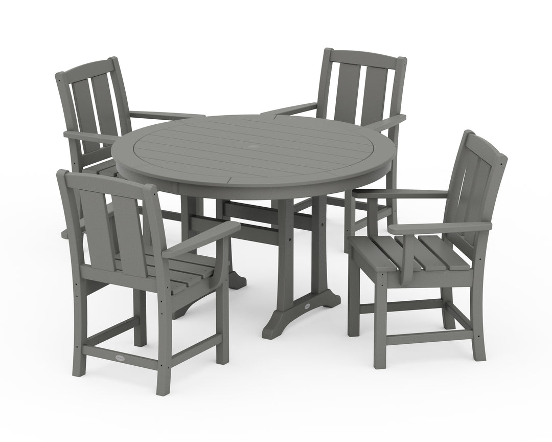 POLYWOOD® Mission 5-Piece Round Dining Set with Trestle Legs