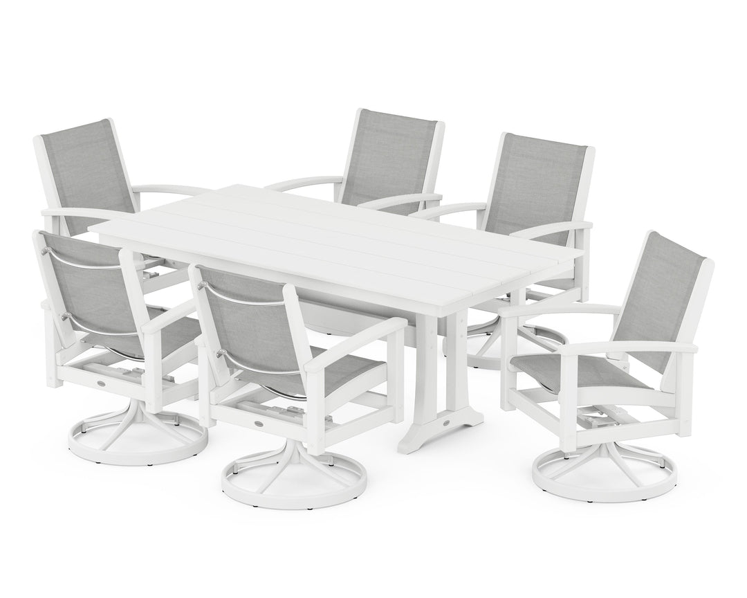 POLYWOOD® 7 Piece Coastal Swivel Rocker Dining Set