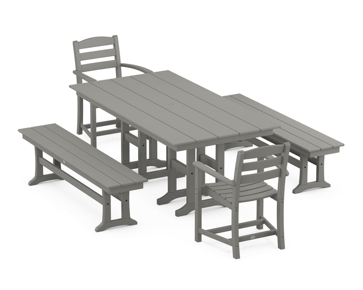 POLYWOOD® La Casa Café 5-Piece Farmhouse Dining Set with Benches