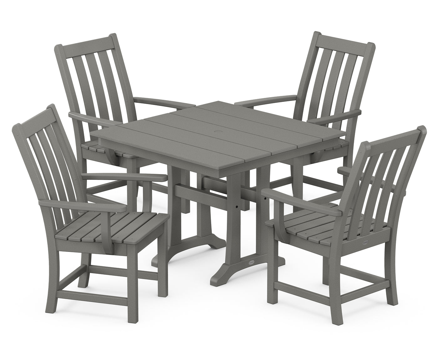 Vineyard 5-Piece Farmhouse Trestle Arm Chair Dining Set