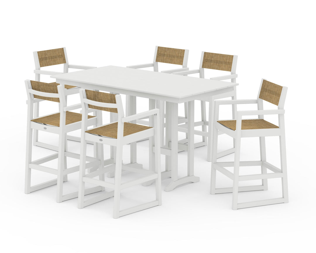 POLYWOOD® EDGE Sling Arm Chair 7-Piece Farmhouse Bar Set