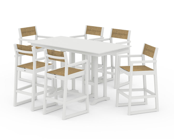 POLYWOOD® EDGE Sling Arm Chair 7-Piece Farmhouse Bar Set