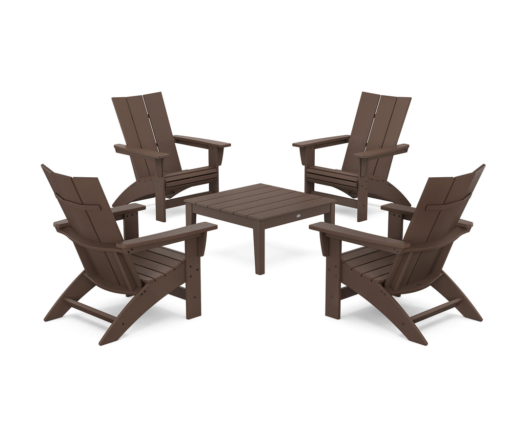 POLYWOOD® 5-Piece Modern Grand Adirondack Chair Conversation Group