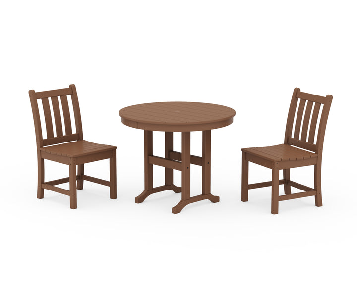 POLYWOOD® Traditional Garden Side Chair 3-Piece Round Dining Set