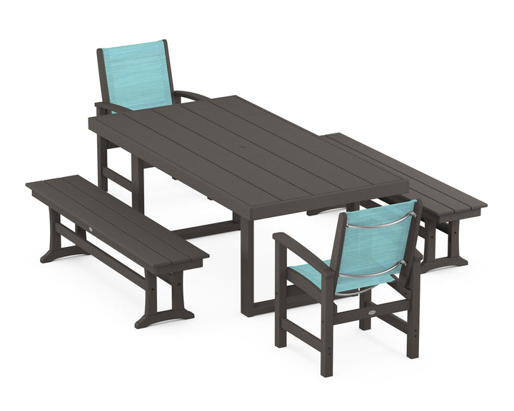 POLYWOOD® Coastal 5-Piece Dining Set with Trestle Legs