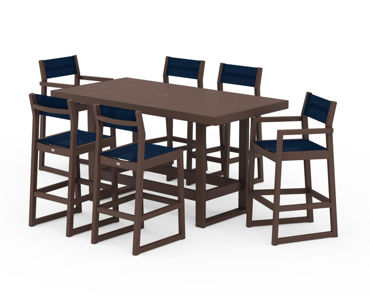 POLYWOOD® EDGE Sling 7-Piece Bar Table Set