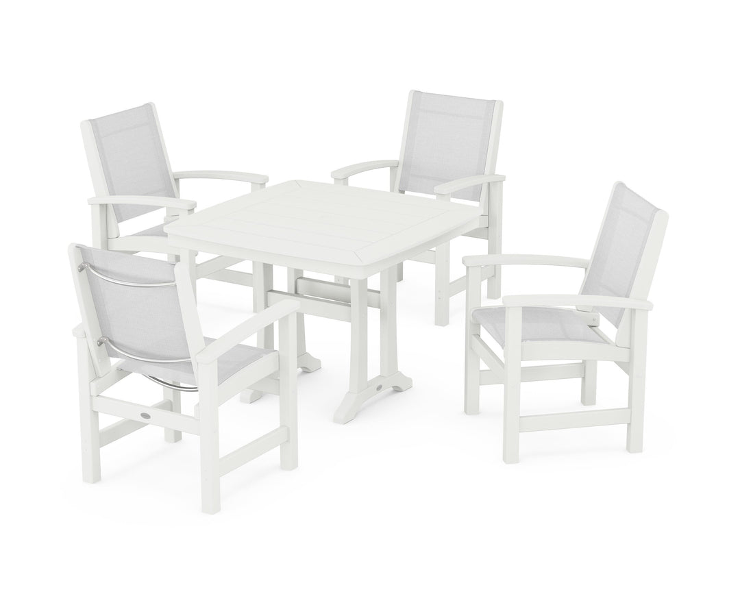 POLYWOOD® Coastal 5-Piece Dining Set with Trestle Legs