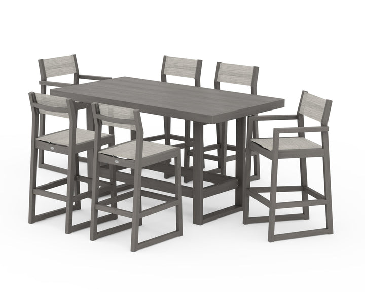 POLYWOOD® EDGE Sling 7-Piece Bar Table Set