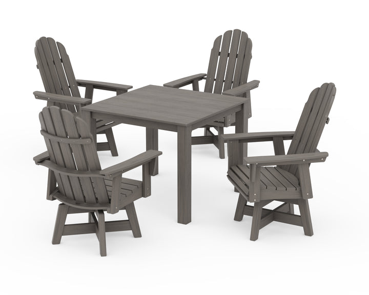 POLYWOOD® Vineyard Curveback Adirondack 5-Piece Parsons Swivel Dining Set