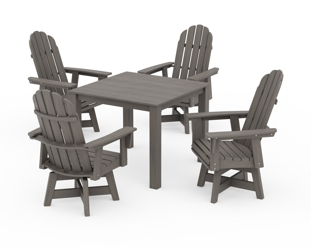 POLYWOOD® Vineyard Curveback Adirondack 5-Piece Parsons Swivel Dining Set