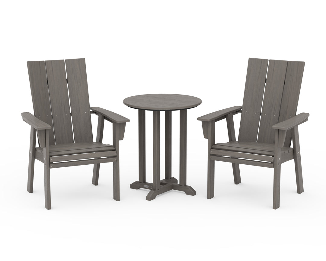 POLYWOOD® Modern Curveback Adirondack 3-Piece Round Bistro Dining Set