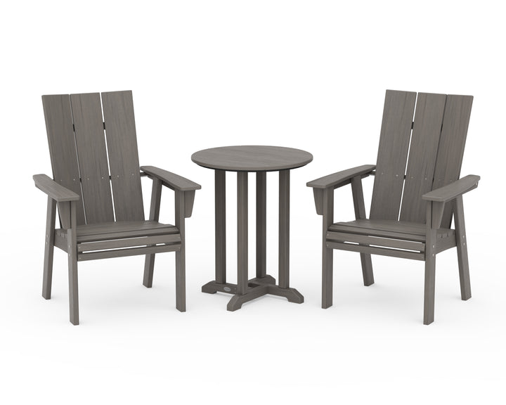 POLYWOOD® Modern Curveback Adirondack 3-Piece Round Bistro Dining Set
