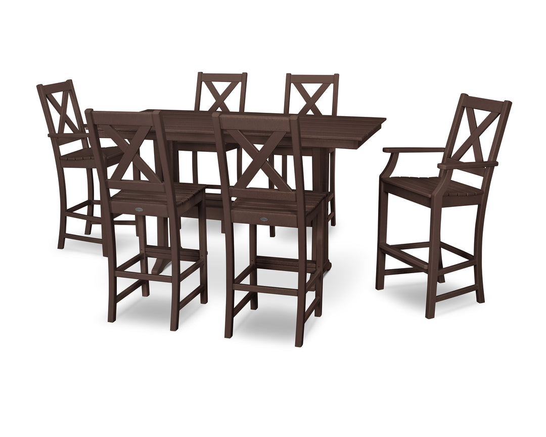 POLYWOOD® Braxton 7-Piece Farmhouse Trestle Bar Set