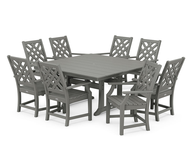 Country Living Wovendale 9-Piece Square Farmhouse Dining Set with Trestle Legs