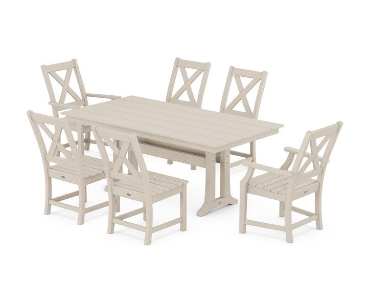 POLYWOOD® Braxton 7-Piece Farmhouse Dining Set With Trestle Legs
