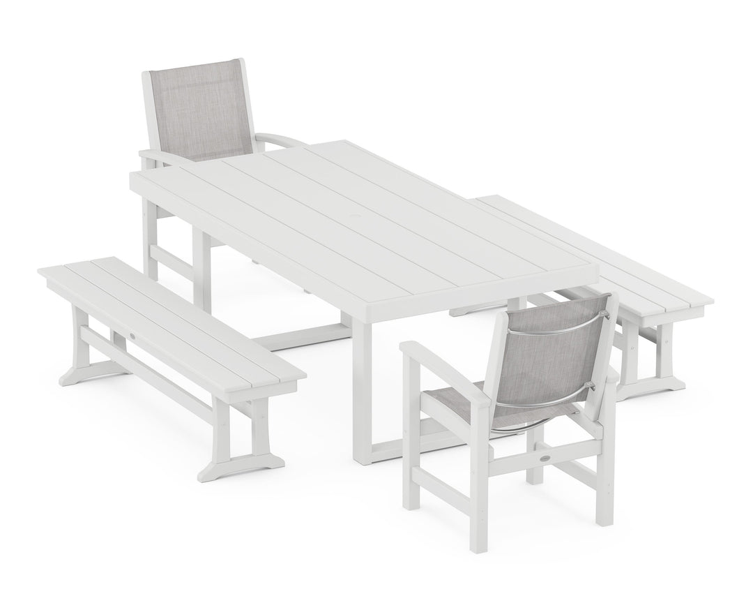 POLYWOOD® Coastal 5-Piece Dining Set with Trestle Legs
