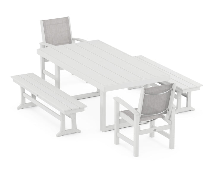 POLYWOOD® Coastal 5-Piece Dining Set with Trestle Legs