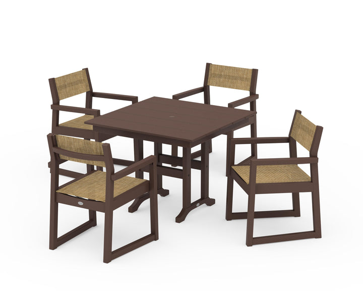 POLYWOOD® EDGE Sling Arm Chair 5-Piece Farmhouse Dining Set